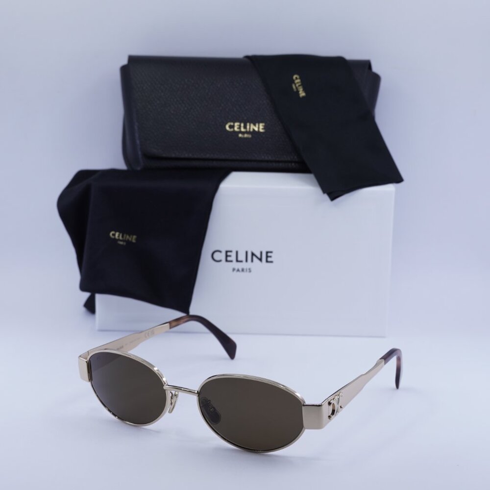 Celine CL40235U 28E Oval Sunglasses - Gold / Brown